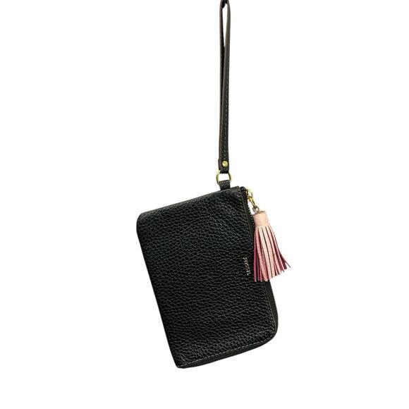 Fossil Black Leather Zip Wristlet Wallet - Picture 1 of 10